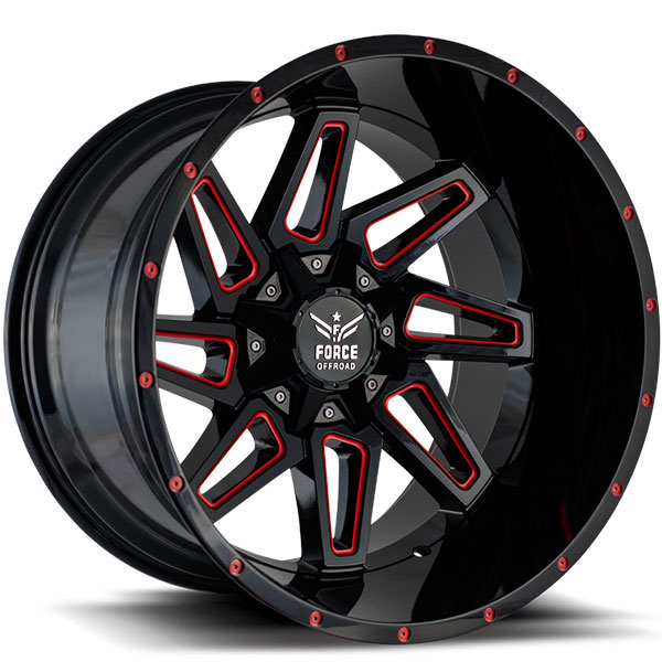 Force Off-Road F02 Black with Red Milled Spokes
