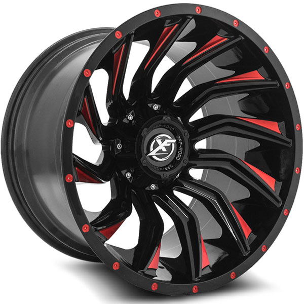 XF Off-Road XF-224 Gloss Black with Red Spokes