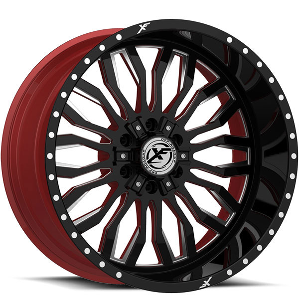 XF Off-Road XFX-305 Gloss Black with Red Milled Spokes and Red Inner
